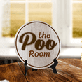 thumbnail image 6 of The Poo Room (5 x 5“) Circle Table Sign with Acrylic Stand | Funny Home Decor, 6 of 8