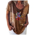thumbnail image 1 of T-Shirt pour Femmes Imprimé Animal Chat Col Rond T-Shirt Ample Été Manches Courtes Décontracté, 1 of 9