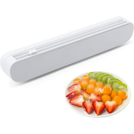 

Littleduckling Plastic Wrap Dispenser 14.6x2x2in Silicone Plastic Film Cutter Convenient Eco-Friendly Plastic Film Holder with Sliding Button Kitchen Tool for Home Food Vegetable Preservation