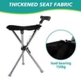 thumbnail image 2 of Eurhowing 2-in-1 Folding Walking Stick with Seat, Portable Trekking Pole & Hiking Chair, Adjustable Aluminum Cane for Seniors, Hiking, Camping, Up to 330lbs, Black, 2 of 8
