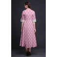 thumbnail image 3 of Bimba Light Pink Block Anarkali Dress Mandarin Collar Sleeveless Kurtis for Women Print Maxi Dress Small, 3 of 6