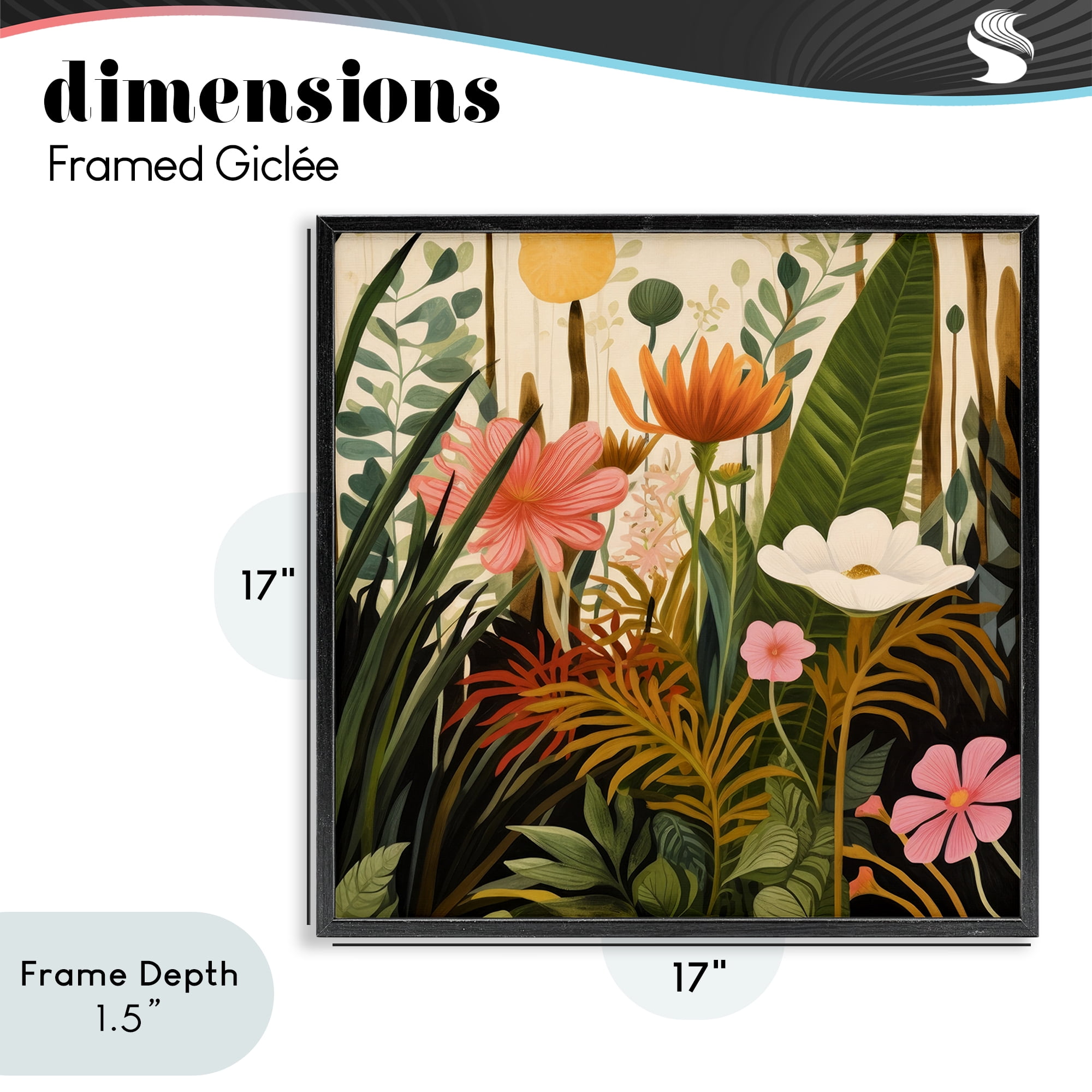 Stupell Industries Botanical Embrace in the Jungle Black Framed Giclee Art, design by Lazar Studio