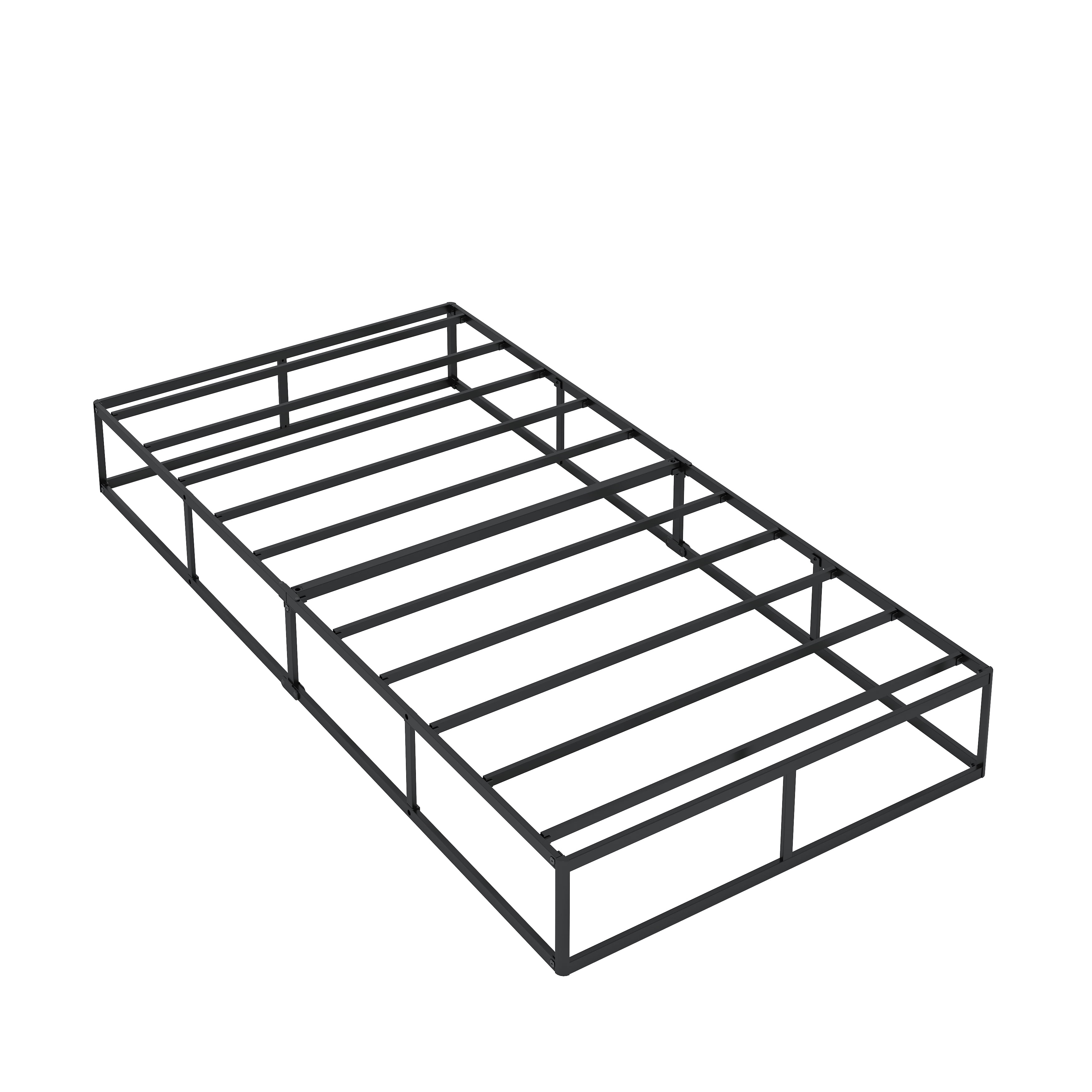 Twin Size 9-inch Box Spring, Thickened Soft Cloth Cover, Black Heavy-Duty Metal Structure, Easy To Assemble