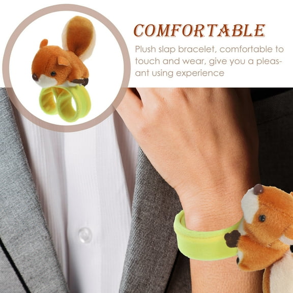 GOOHOCHY FRCOLOR Plush Realistic Squirrel Slap Bracelets Toy for Kids, Fun Animal Wristbands