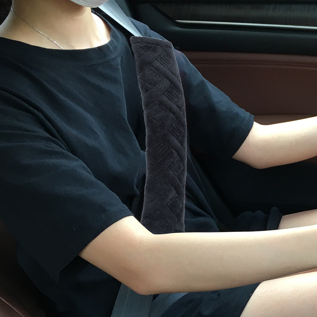 Unique Bargains 4 Pcs Plush Car Seat Belt Protector Shoulder Straps Black