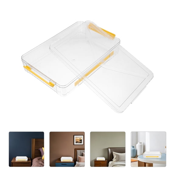 WHAMVOX Clear PET Document Storage Box with Lid, Portable Project Case for  File Folder Case Stackable Storage Containers for Organizing