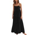 thumbnail image 4 of Bigersell Womens Dress Womens Summer Casual Loose Dress Strap Beach Long Maxi Summer Dresses for Women Plus Cocktail Dress Style 1890, Female Below the Knee Dresses Black XL, 4 of 7