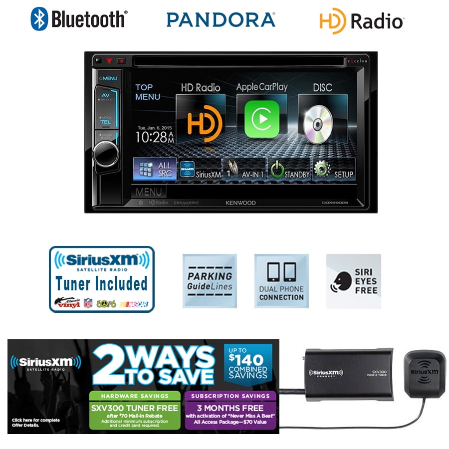 Kenwood DDX6902S 6.2' DVD Receiver w/ Apple CarPlay License Plate