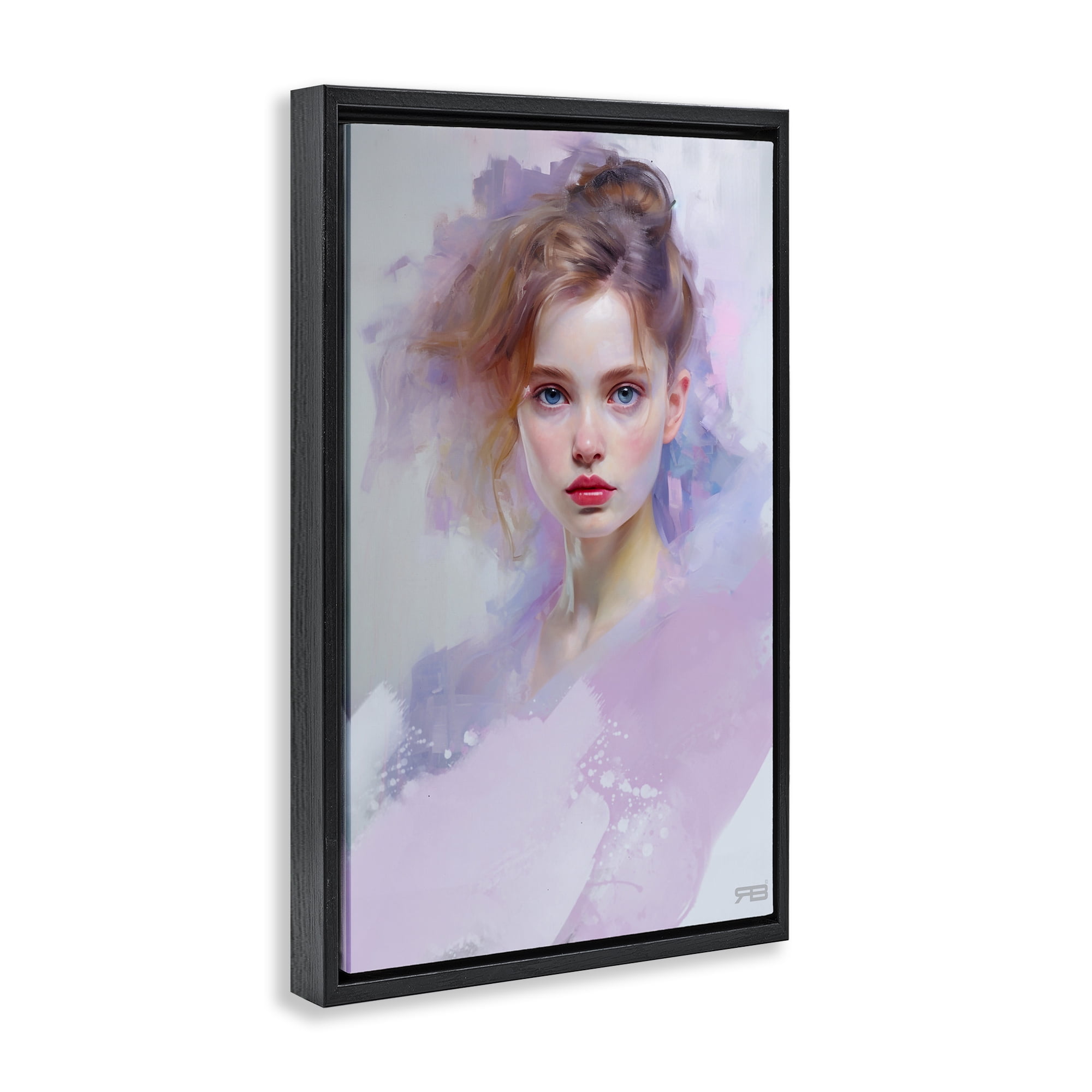 Stupell Industries Soft Portrait of Woman Novelty Painting Black Floater Framed Art Print Wall Art, 17 x 25