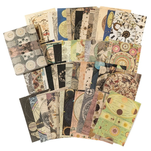 100 Morceaux Emballés Papier scrapbook Vintage Fournit collection d'Horloge de Plante de Fleur Vintage