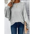 thumbnail image 2 of Women Tunic Plus Size Long Sleeve Tops Loose Fit Dressy Crew Neck Pullover Basic Sweaters Grey 5XL, 2 of 6