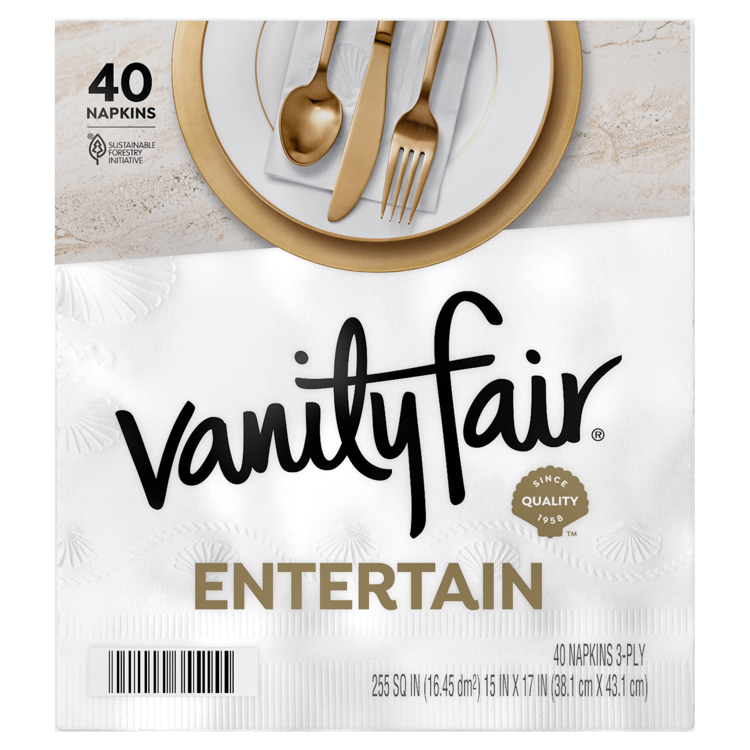 Vanity Fair Entertain Disposable White Napkins (40 Count)
