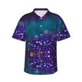 thumbnail image 2 of Picia Purple and Green Glitter Gentle Cotton Regular Fit Short Sleeve Casual Hawaiian Shirt for Men-3X-Large, 2 of 9