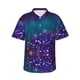 thumbnail image 1 of Fotbe Purple and Green Glitter Camisa Hawaiana para Hombre Unisex – Camisa Casual de Verano con Botones de Manga Corta de Algodón y Lino,Small, 1 of 7