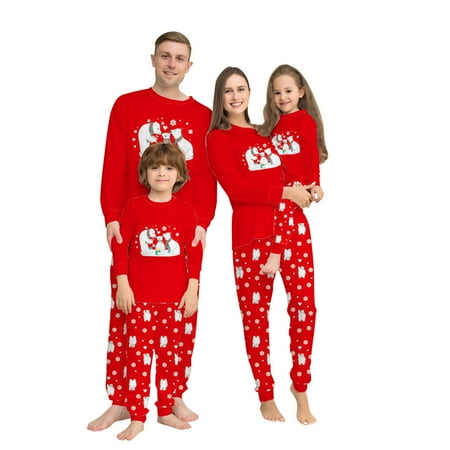 

YWDJ Matching Family Pajamas Christmas Fashion Long Sleeves Women Printed Top+Pants Family Matching Pajamas Set Red(Red Women XXXXL)