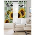 thumbnail image 2 of Sunflower Kitchen Curtains Summer Botanical Floral Sage Green Plaid Welcome Cafe Short Curtains for Bathroom Blackout Window Curtain Small Window Treatment Drapes for Bedroom Living Room 27.5"x39"x2, 2 of 9