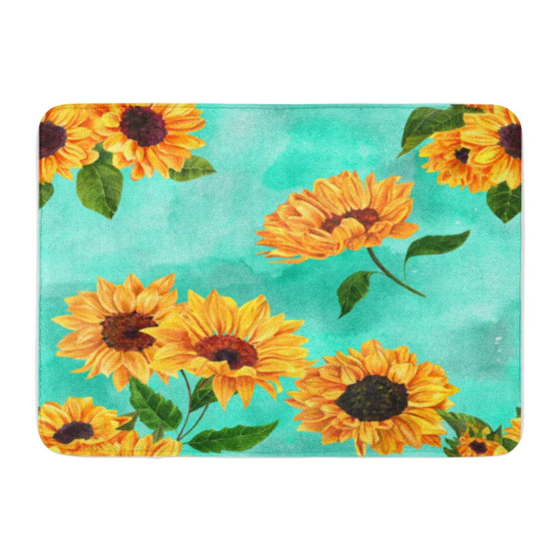 LADDKE Colorful Retro Vibrant Watercolor Sunflowers on ...