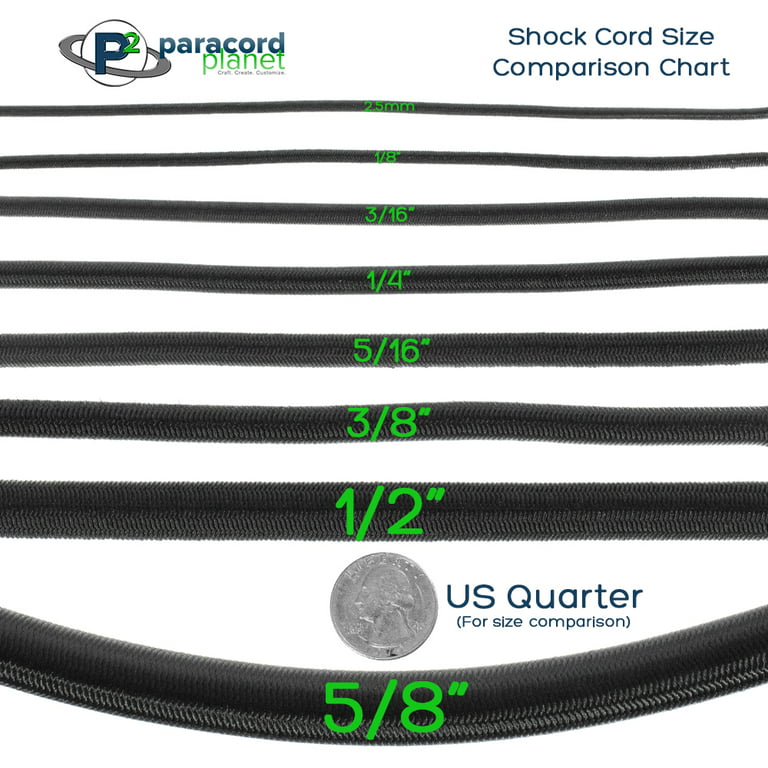 PARACORD PLANET 3/8 Inch Elastic Bungee Nylon Shock Cord Stretch String  Crafting - Various Colors - Multiple Lengths - Made In USA