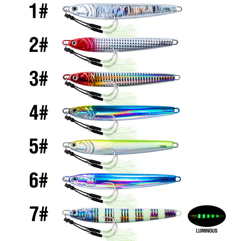 7PCS Slow Fall Pitch Lead Metal Flat Jigging Fishing Lure Long Casting Deep Sea