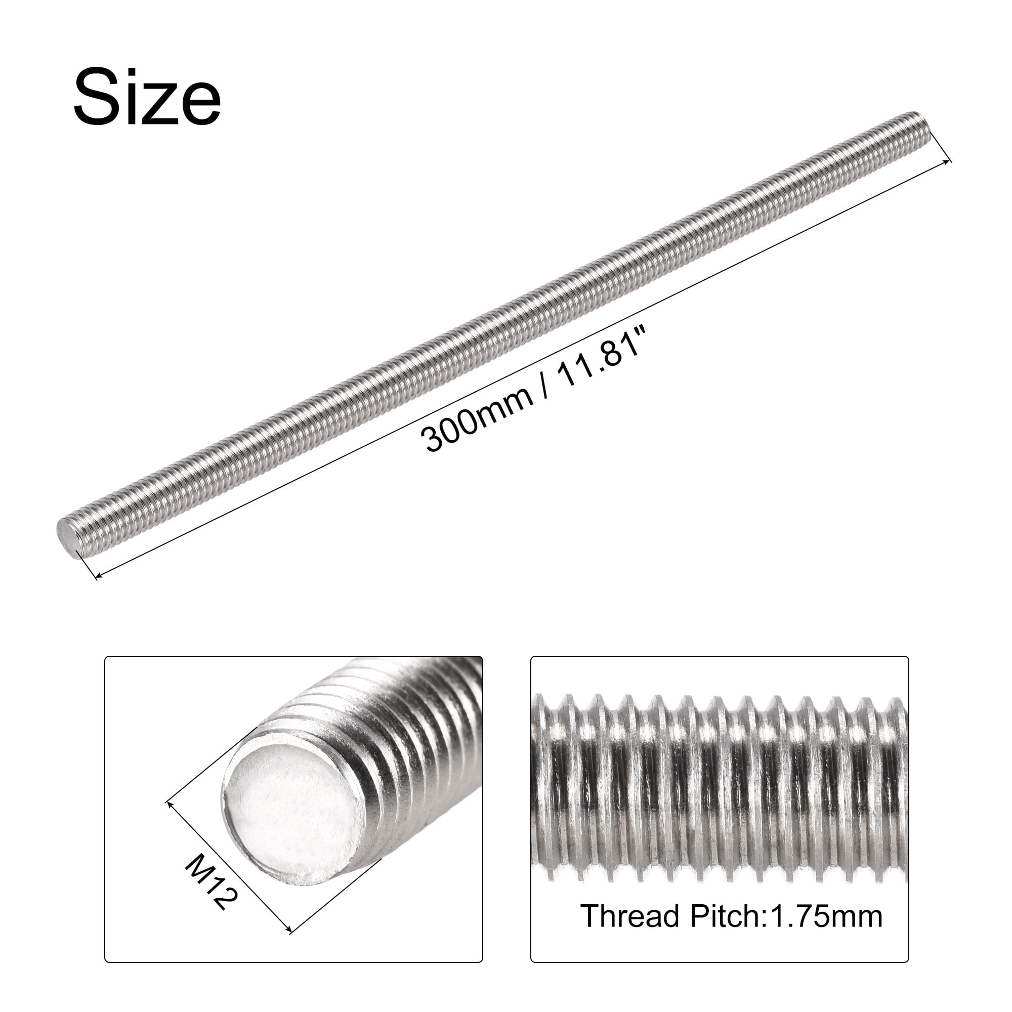 10pcs uxcell 2.5mm x 300mm 304 Stainless Steel Solid Round Rod for DIY Craft