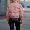 thumbnail image 4 of Stichou Women's Winter Cropped Puffer Jacket with Hood Waterproof Short Warm Quilted Jacket Puffy Bubble Coat Outerwear Pink S, 4 of 7