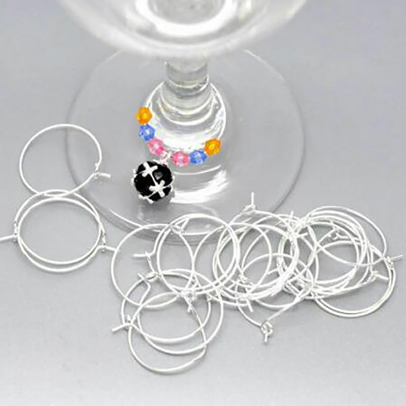 100pcs Silver Gold Plated Wine Glass Charm Rings Earring Hoops Wedding Party new 