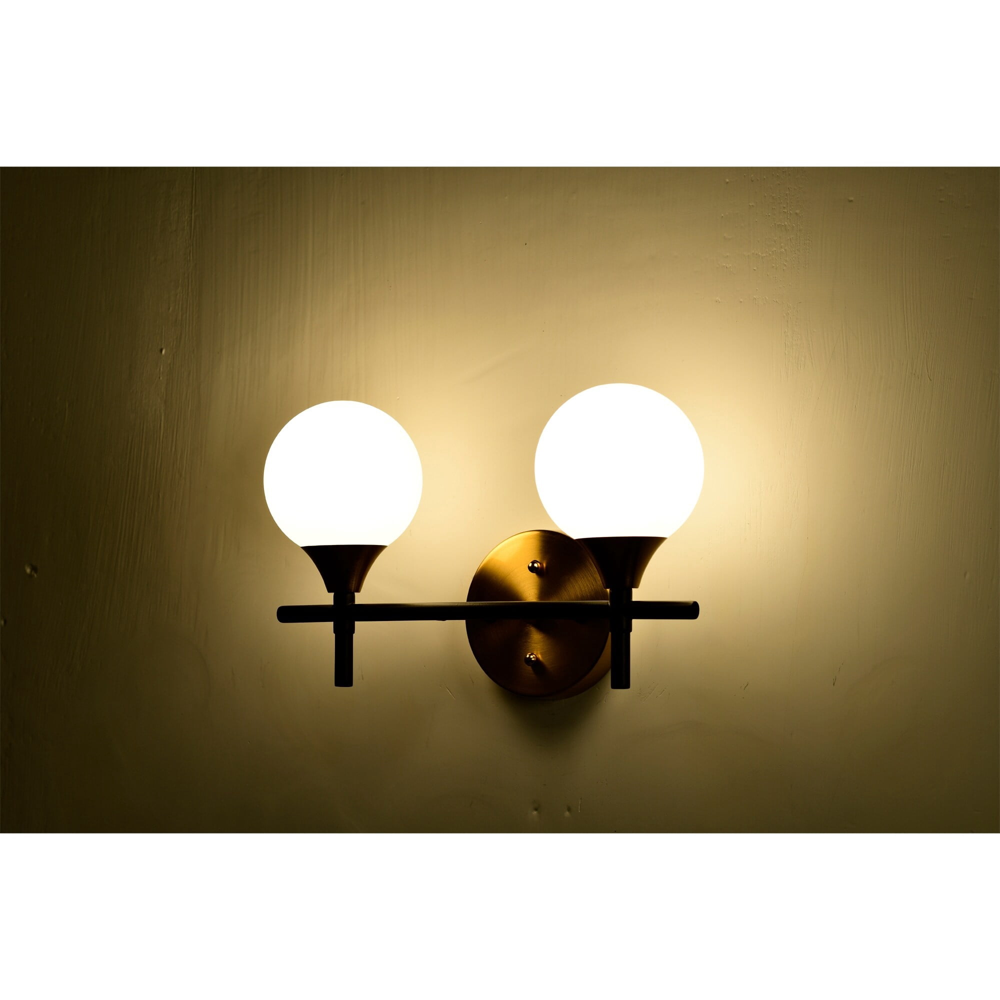 Trinity 14 in. 2-Light Indoor Matte Black and Brass Finish Wall Sconce with Light Kit