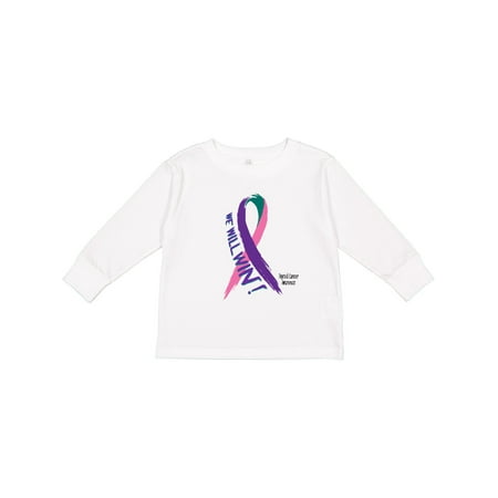 

Inktastic We Will Win Against Thyroid Cancer Ribbon Boys or Girls Long Sleeve Toddler T-Shirt
