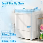 SUNCROWN 16lbs Portable Twin Tub Washer with Spin Dryer Washing Machine , Mini Compact Laundry Washer Machine with Drain Pump, Semi-automatic Washer Combo, Apartments(Grey)