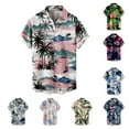 thumbnail image 4 of Hpapadks Men's Shirts Beach Trend Leisure 3D Digital Print Blouses Short Sleeve Lapel Button Down Men Dress Shirt Navy XS, 4 of 4