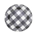 thumbnail image 5 of Efavormart 10 Pack | 13" Black / White Buffalo Plaid Disposable Serving Trays, Round Checkered Sunray Cardboard Charger Plates - 350 GSM, 5 of 9