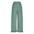 thumbnail image 4 of Wide Leg Pants Woman Sevevn Womens Corduroy Pants Wide Leg Ruffled Hem Elastic Waist Lounge Cord Pants with Pockets, 4 of 8