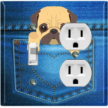 Metal Light Switch Plate Cover Cute Pug Puppy Dog Pocket DOG009