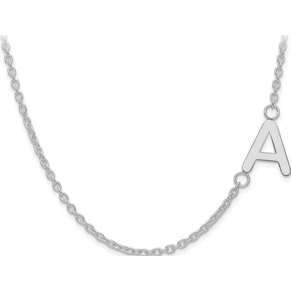 14K White Gold Small Offset Initial Necklace Made In United States xna660w
