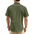thumbnail image 6 of Mens Short Sleeve Button Down Linen Shirt with Spread Collar and Dual Chest Pockets for Casual or Office Wear, 6 of 6