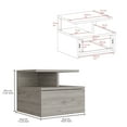 thumbnail image 3 of CoSoTower Floating Nightstand Flopini, One Drawer, Light Gray Finish, 3 of 7