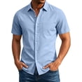 thumbnail image 2 of Stamzod Mens Shirts Casual Solid Short Sleeve Button Up Shirt Men Business Work Dress Shirts S-5Xl Light Blue S, 2 of 9