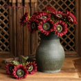 thumbnail image 5 of Viworld 12PCS Sunflowers Artificial Flowers 17" Long Stem Tall Artificial Sunflower Large Fake Sun Flowers Bulk Rustic Silk Faux Sunflowers with Stem for Home Wedding Party Decor(Red), 5 of 7