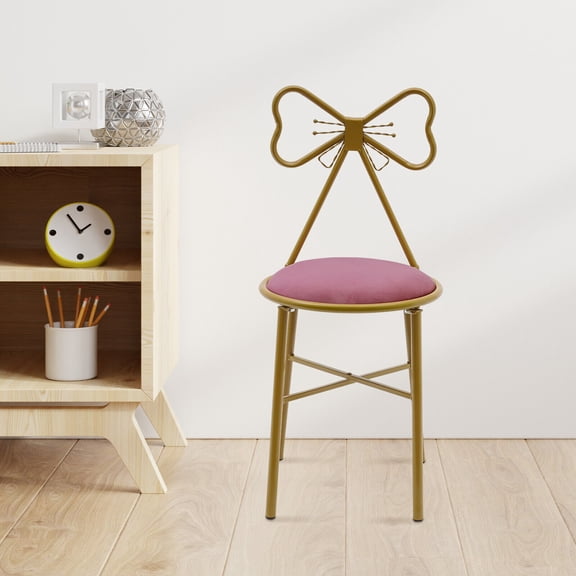 Butterfly Backrest Chair Vanity Stool Dark Pink Velvet Stool Chair Makeup Chair Soft Sponge Cushion