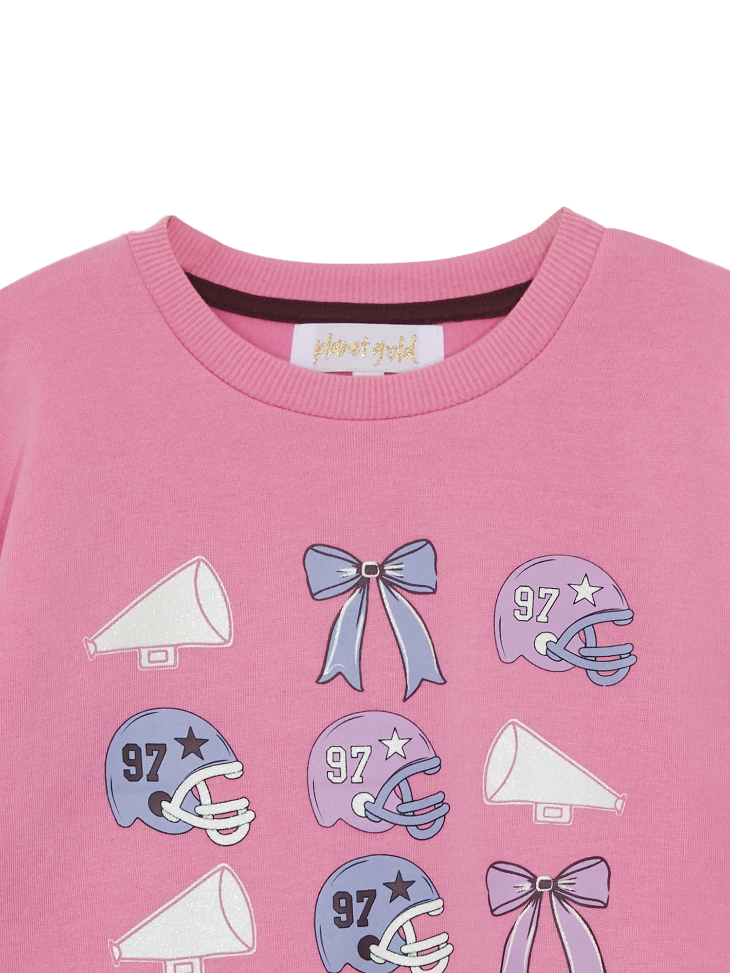 Planet Gold Girls Game Day Graphic Sweatshirt with Hair Clip, Sizes 4-18
