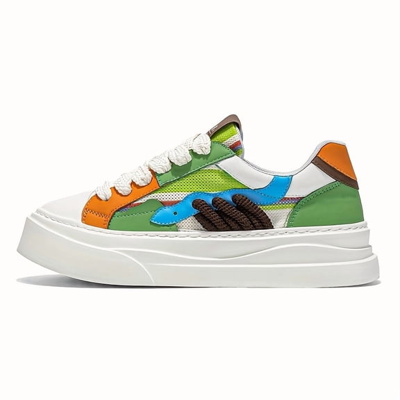 Men'S High-Top Fashion Sneakers - Breathable, Comfortable Fabric Lining for Hiking, Daily Wear, and Casual Attire,All-Season Casual & Sport Shoes with Colorful Striped Design, Lace-Up Closure,