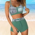 thumbnail image 2 of Huesdet Women's High Waisted Bikini Sets Tummy Control Swimsuits 2025 Two Piece Bathing Suits Color Block Halter Swim Suits(AG,S), 2 of 8