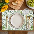 thumbnail image 4 of Green Leaves Placemats Set of 4, Elegant Pastoral Summer Botanical Leaf Placemats for Dining Table, Place Mats for Kitchen Tabletop, Waterproof Wipeable Dining Table Mats Set, 4 of 9