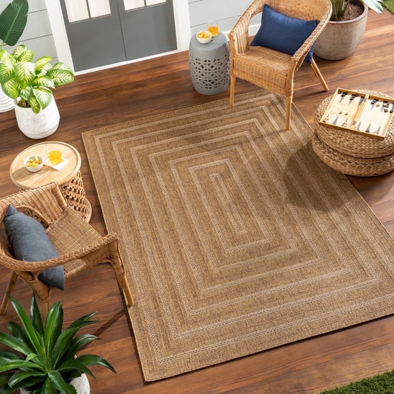 Livabliss Pismo Beach Modern Indoor/Outdoor Area Rug,6'7" x 9',Tan