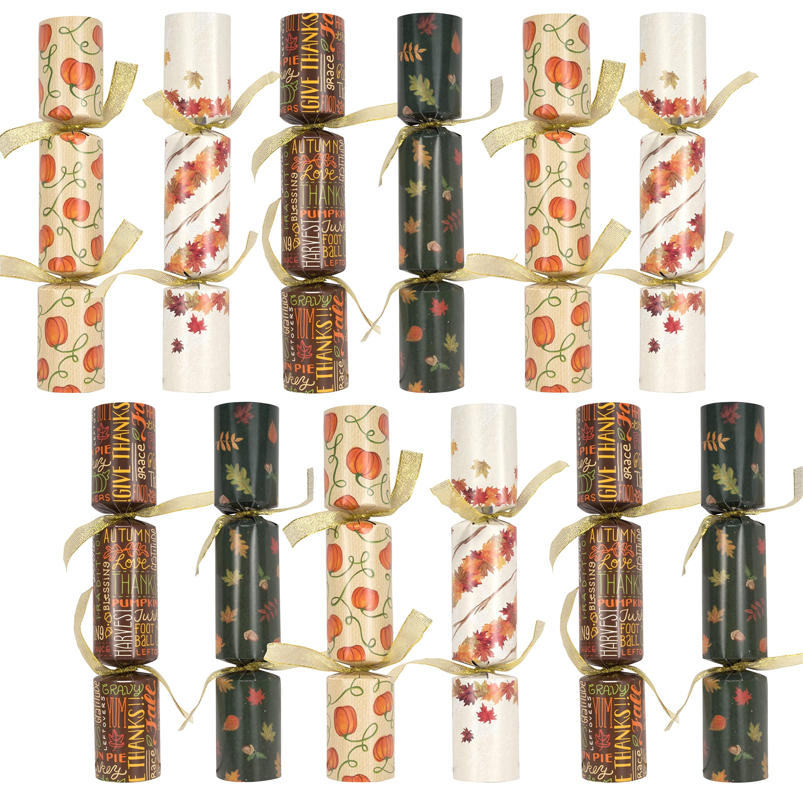 8 PCS Thanksgiving Crackers Poppers - No Snap, Holographic, Pre-filled With Hat, Joke & Toy, Party Favors For Kids