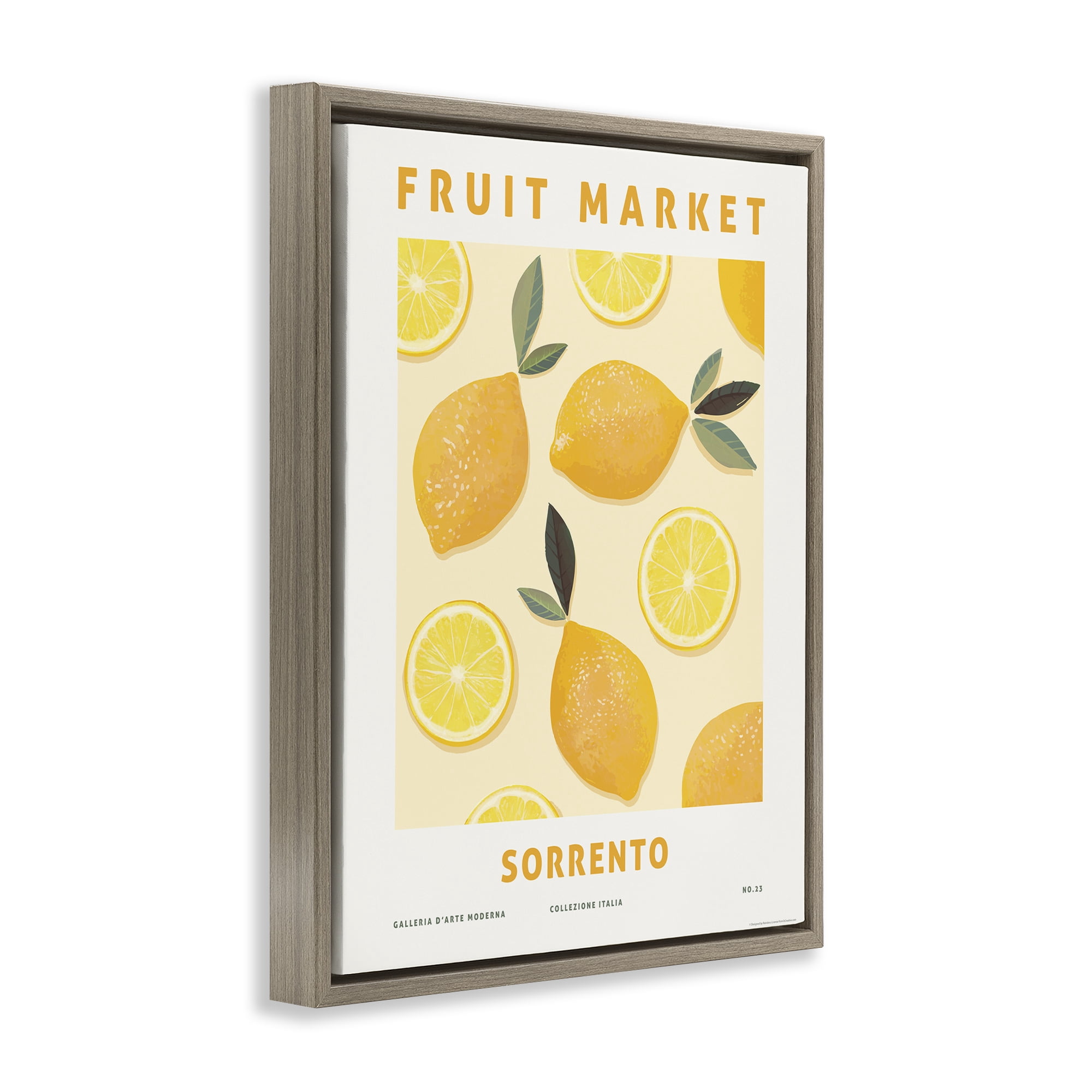 Stupell Industries Fruit Market Lemons Food & Beverage Painting Brown Floater Framed Canvas Art Print Wall Art, 31 x 25