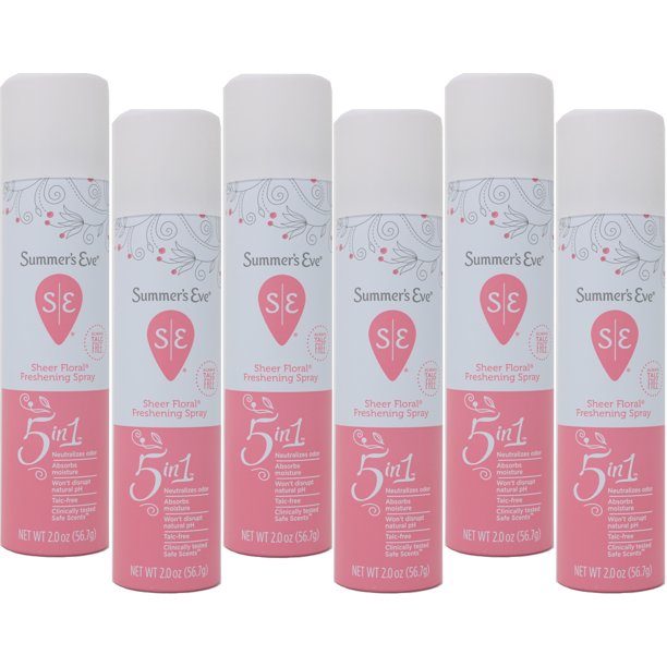 Summer's Eve Freshening Spray Deodorant, Sheer Floral 2 oz (Pack of 6