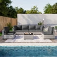 thumbnail image 4 of 7-Piece Patio Furniture Set, Outdoor Patio Furniture with Thick Cushions, Modular Patio Sofa, Dual-Strand Wicker Rattan, Rust-Resistant Frame, Backyard Furniture for Garden, Deck, Black, 4 of 6