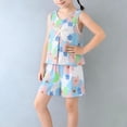 thumbnail image 1 of Zpanxa Ensemble 2 Pcs pour Filles Haut Sans Manches avec Short Coton Tenue d'Intérieur d'Été 2-3 Ans, 1 of 6
