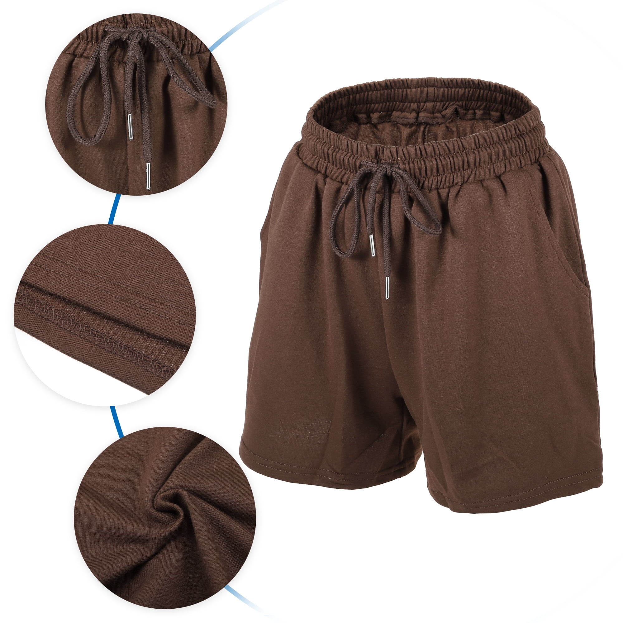 Unique Bargains Women's Flowy Running Shorts High Waisted Coffee Color Size L